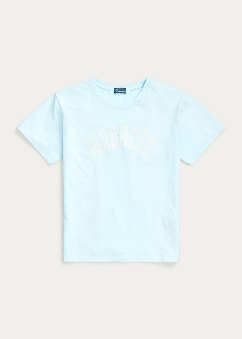 Camiseta Estampados Algodon Jersey Crewneck Mujer Azules | ZBKY76523 - vista 2