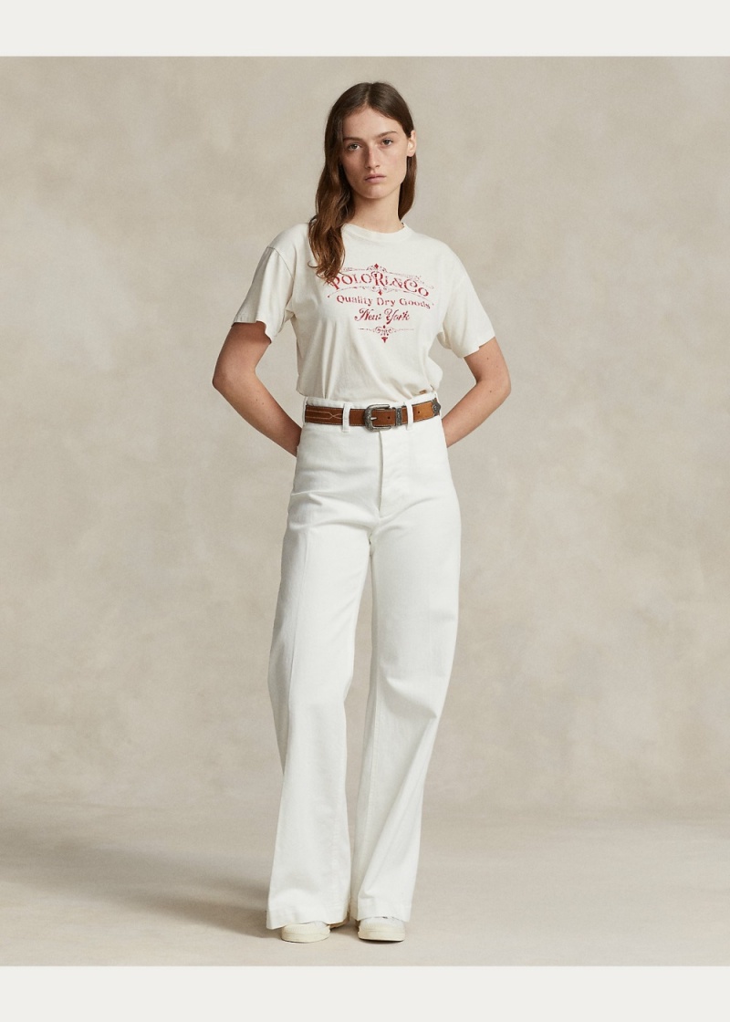 Camiseta Estampados Logo Algodon Jersey Mujer Creme | FCOA82079 - vista 3