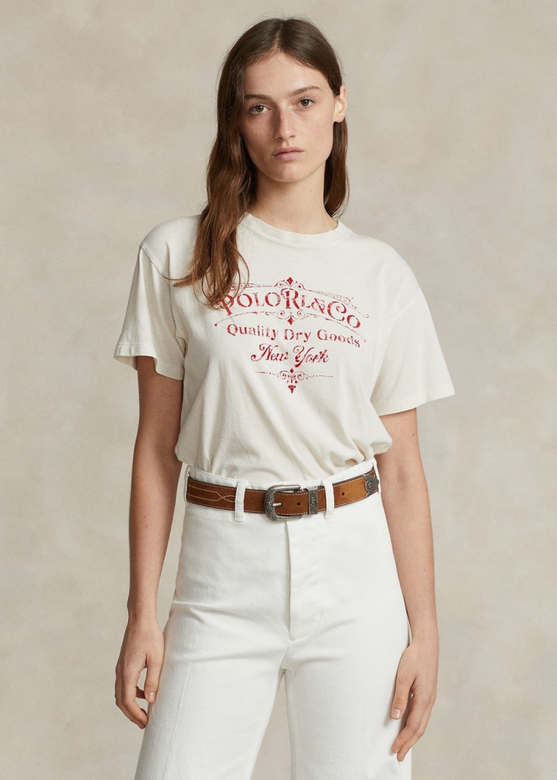 Camiseta Estampados Logo Algodon Jersey Mujer Creme | FCOA82079 - vista 1