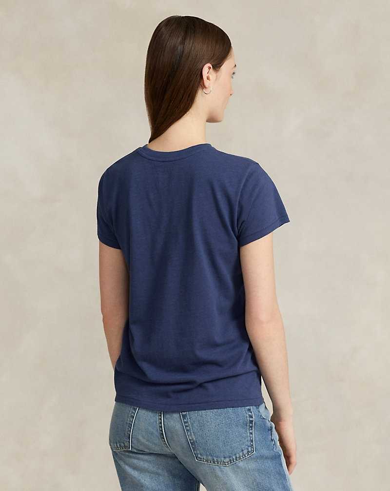 Camiseta Ralph Lauren Flag Jersey Graphic Mujer Azules | KADVPYR-03 - vista 4