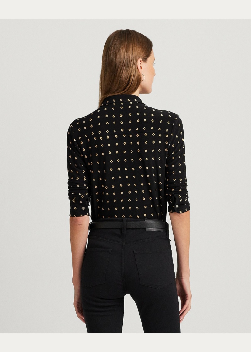 Camiseta Geo-Print Stretch Jersey Shirt Mujer Marrom | YPHU89306 - vista 3