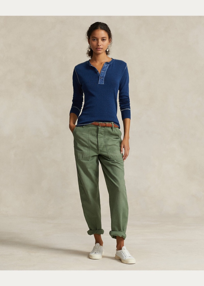 Camiseta Indigo Algodon Henley Shirt Mujer Azules | SYIN23980 - vista 3