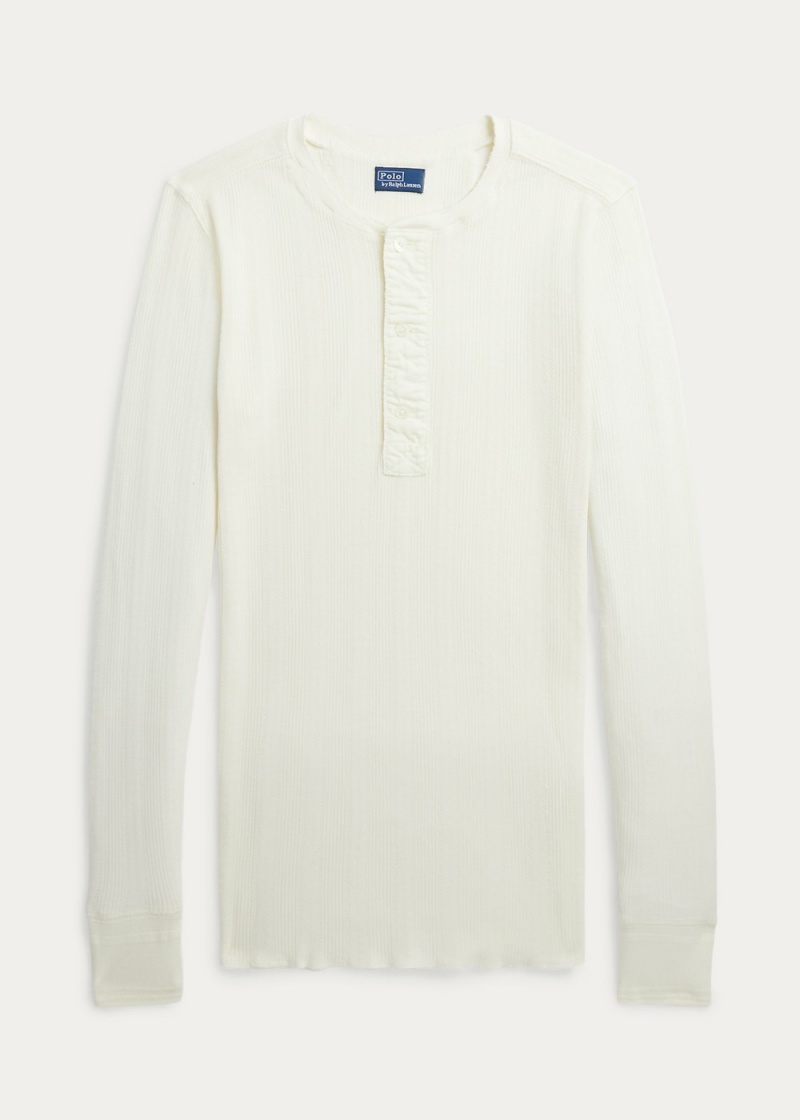 Camiseta Knit Algodon Henley Shirt Mujer Creme | ILTK35741 - vista 2
