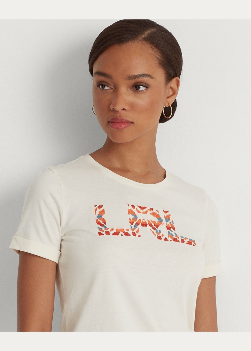 Camiseta Logo Algodon-Blend Mujer Creme | LNFM61824 - vista 3