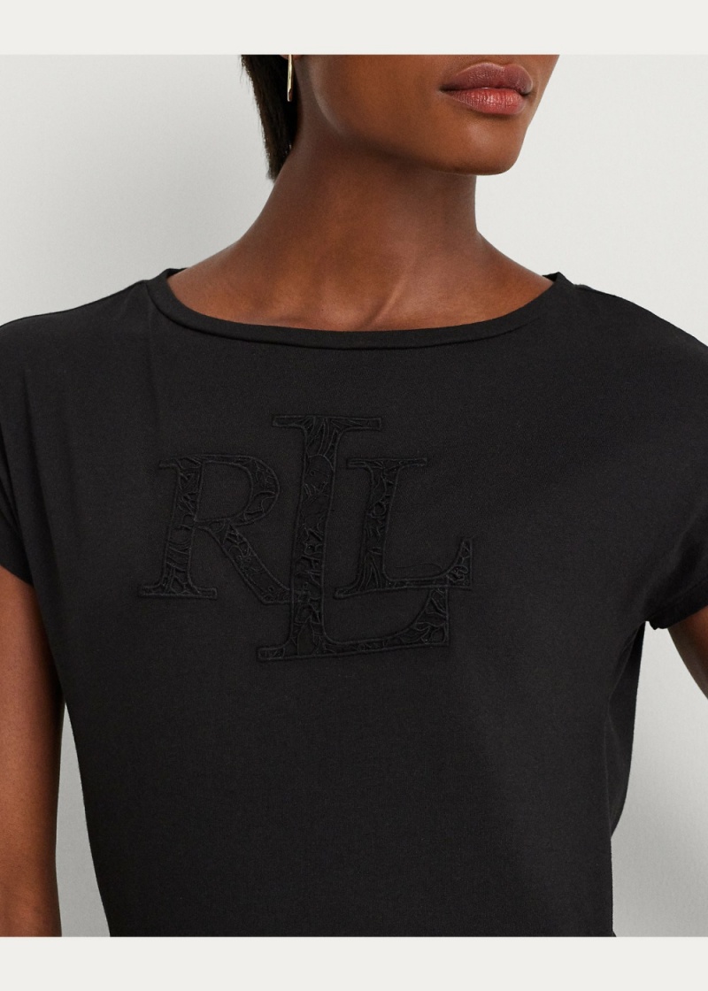 Camiseta Logo Algodon-Blend Jersey Mujer Negros | THAW02394 - vista 3