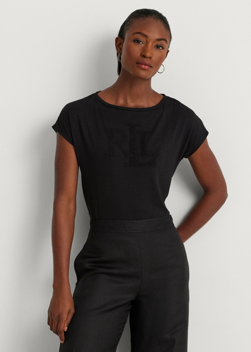 Camiseta Logo Algodon-Blend Jersey Mujer Negros | THAW02394 - vista 1