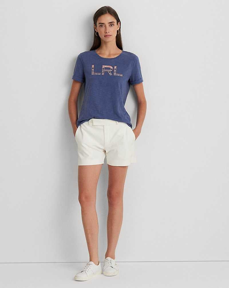 Camiseta Ralph Lauren Logo Cotton Jersey Mujer Azules | FNSBLKC-28 - vista 3