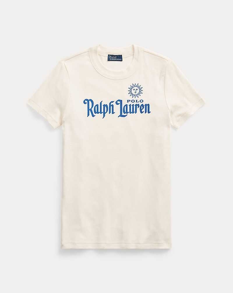 Camiseta Ralph Lauren Logo Cotton Jersey Mujer Creme | CQNTVJB-14 - vista 2
