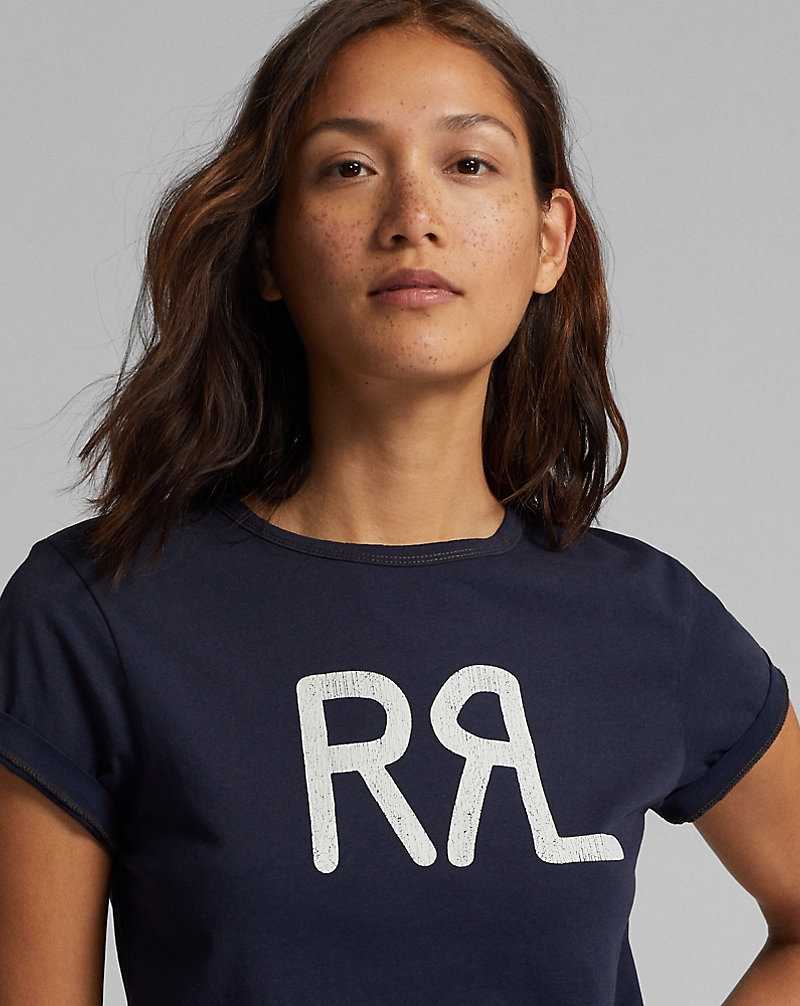 Camiseta Ralph Lauren Logo Cotton Jersey Mujer Navy/White | PLAEOIC-32 - vista 5