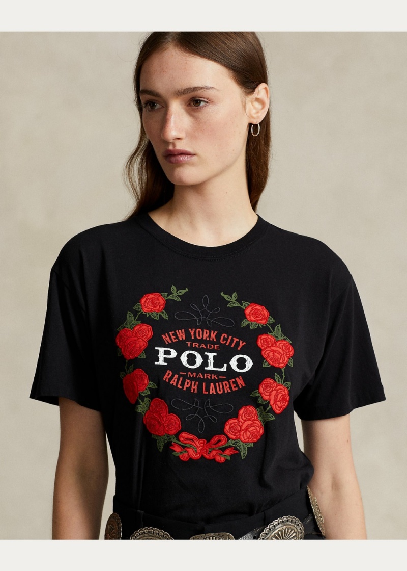 Camiseta Logo Estampados Algodon Jersey Mujer Negros | ZIRM31674 - vista 5