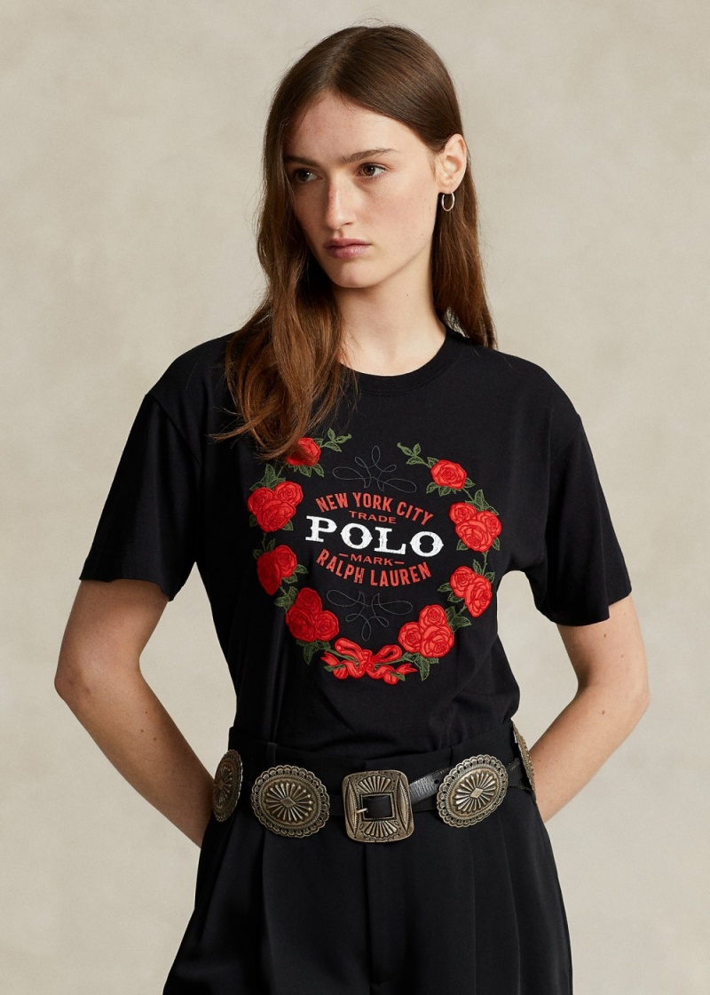 Camiseta Logo Estampados Algodon Jersey Mujer Negros | ZIRM31674 - vista 1