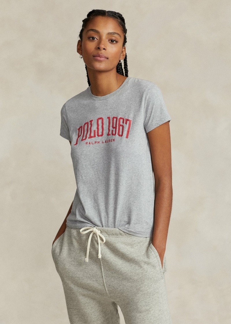 Camiseta Logo Estampados Algodon Jersey Mujer Grises | HCTV26571 - vista 1