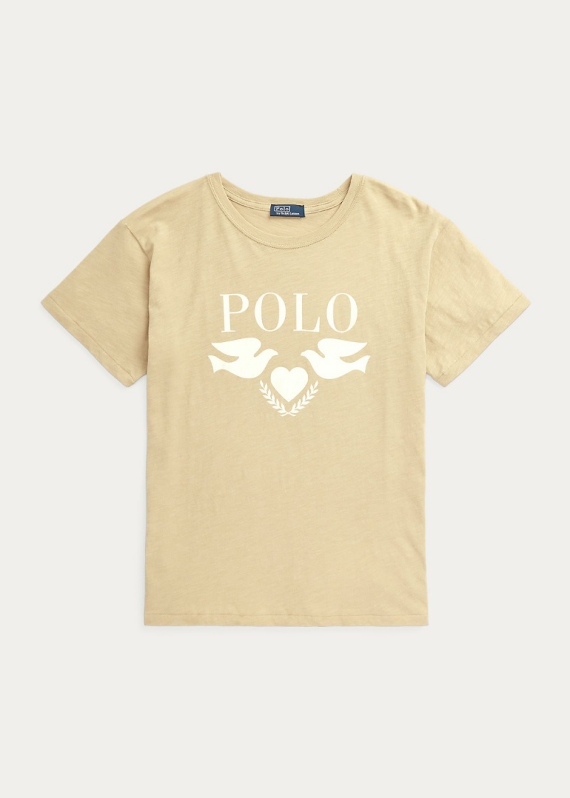 Camiseta Logo Estampados Jersey Crewneck Mujer Marrom | RAQH97631 - vista 4