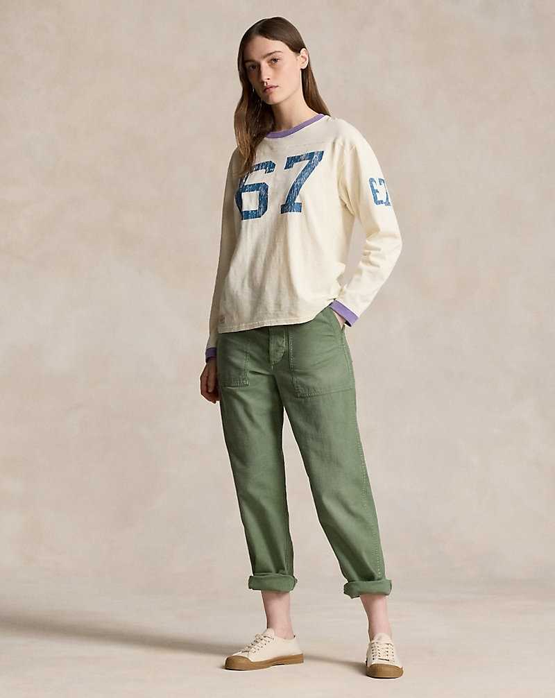 Camiseta Ralph Lauren Logo Graphic Long-Sleeve Mujer Creme | LYNFHUG-19 - vista 1