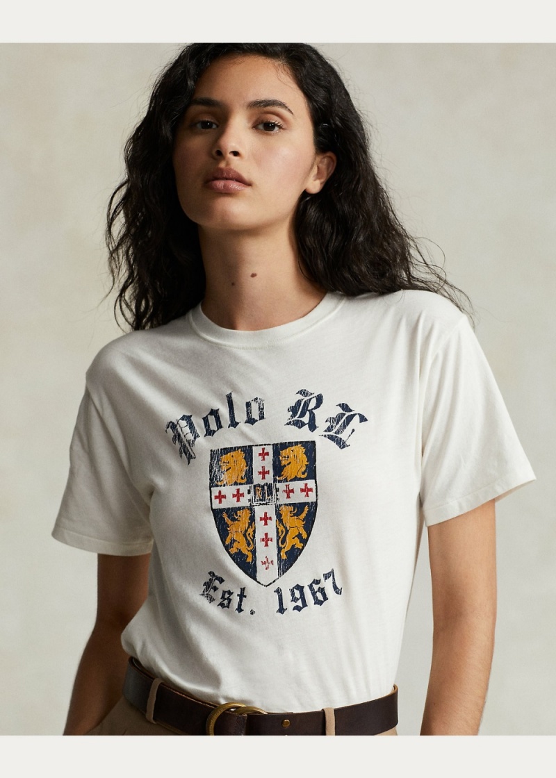 Camiseta Logo-Crest Estampados Jersey Mujer Negros | CHUX62143 - vista 5