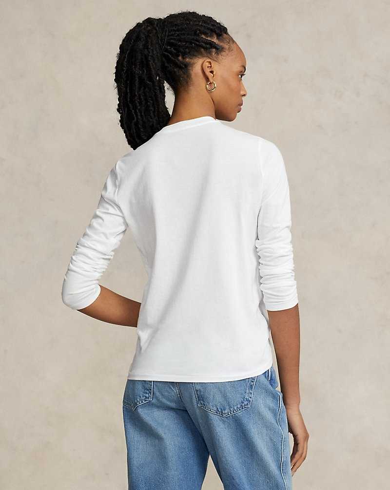 Camiseta Ralph Lauren Long-Sleeve Jersey Crewneck Mujer Blancos | MSJHYZU-78 - vista 4