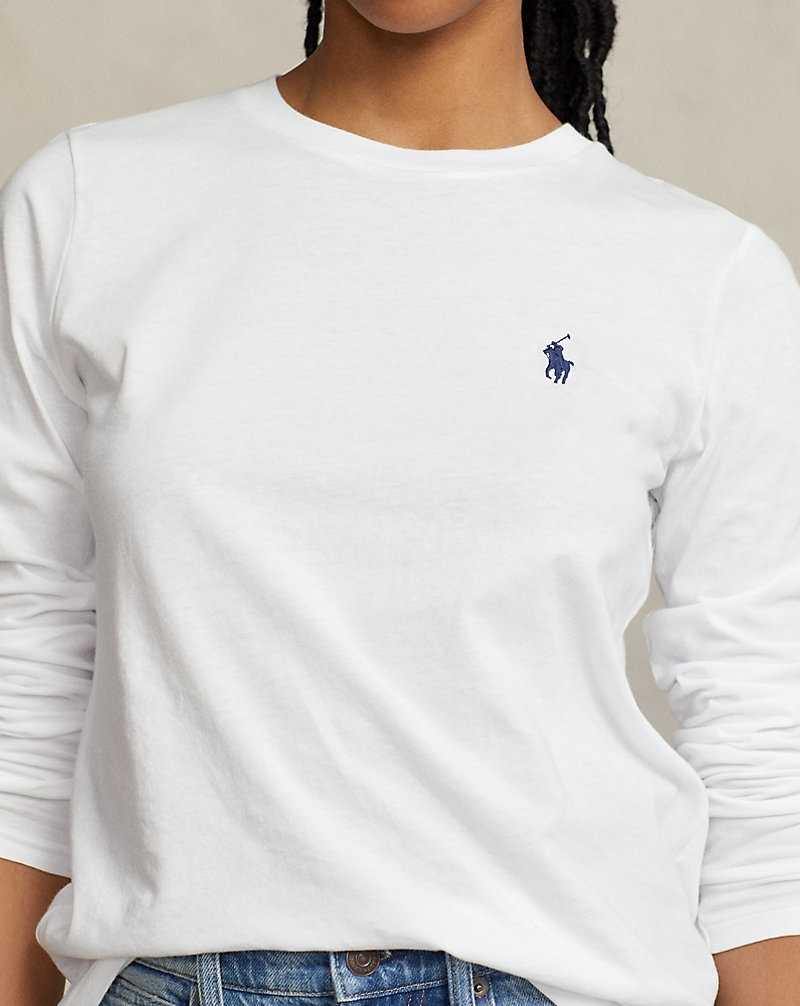 Camiseta Ralph Lauren Long-Sleeve Jersey Crewneck Mujer Blancos | MSJHYZU-78 - vista 5
