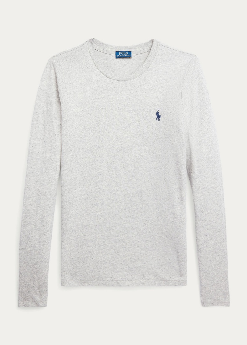 Camiseta Long-Sleeve Jersey Crewneck Mujer Grises | OXWP27034 - vista 2