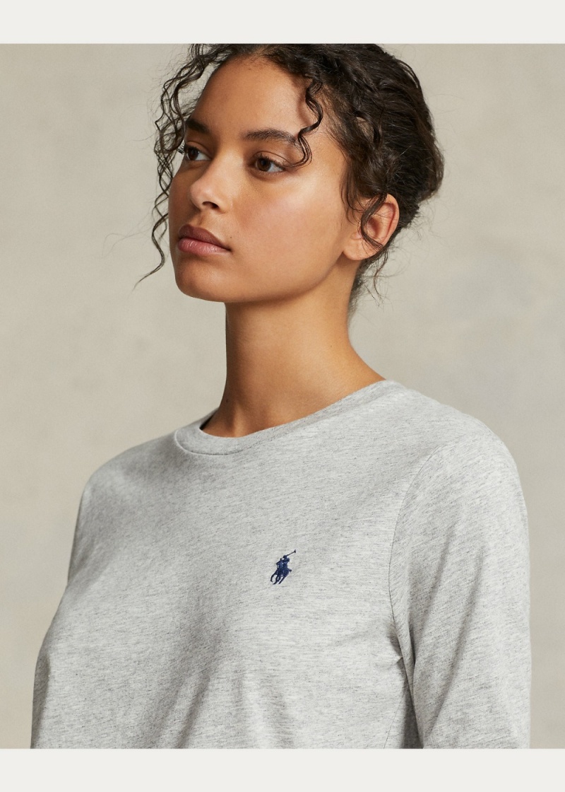 Camiseta Long-Sleeve Jersey Crewneck Mujer Grises | OXWP27034 - vista 5