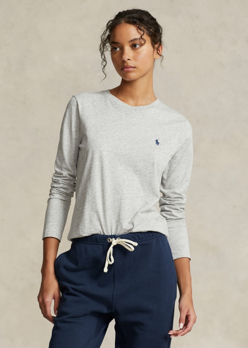 Camiseta Long-Sleeve Jersey Crewneck Mujer Grises | OXWP27034 - vista 1