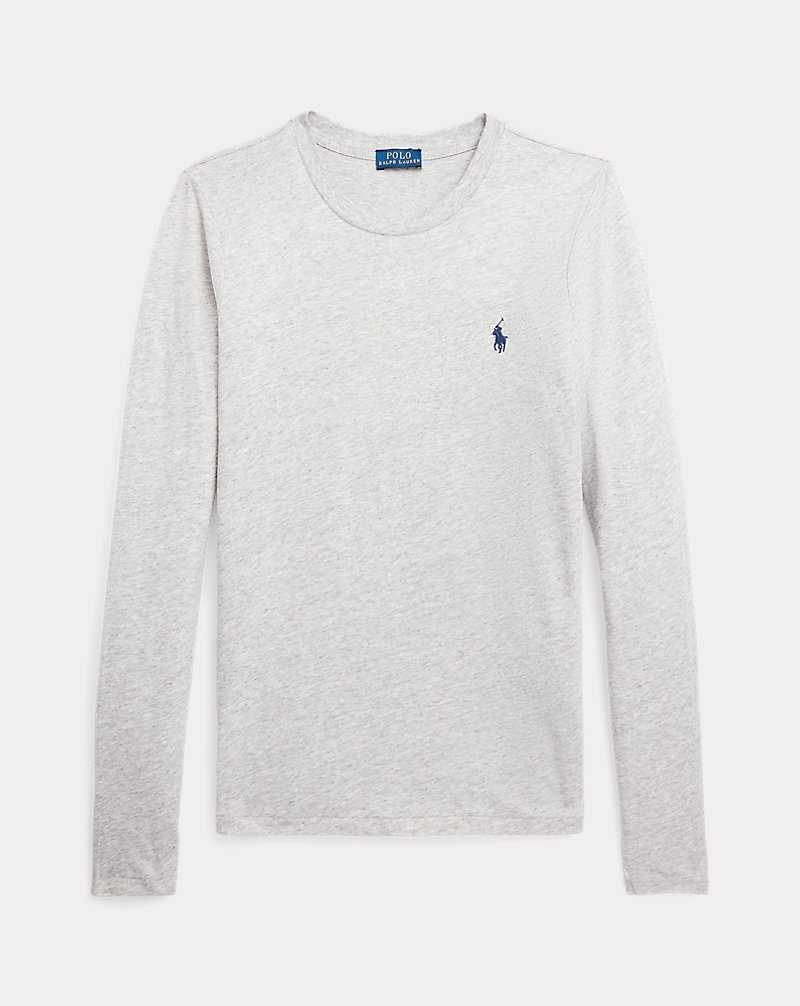 Camiseta Ralph Lauren Long-Sleeve Jersey Crewneck Mujer Cobblestone Heather | CJKMSIQ-51 - vista 2