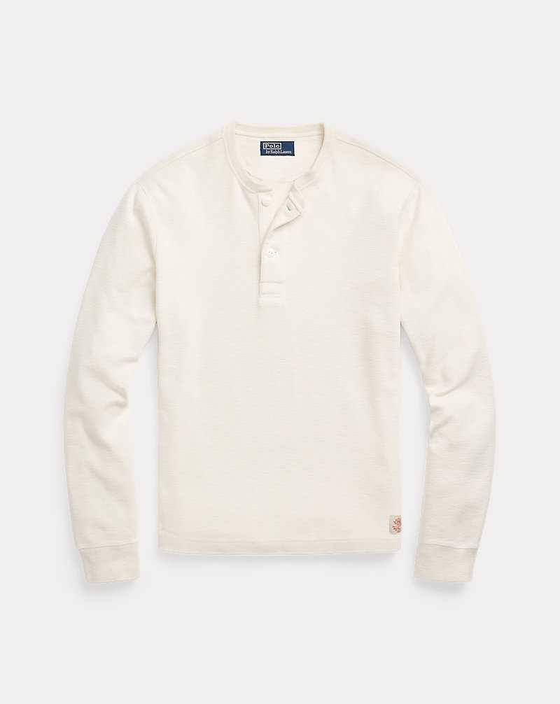 Camiseta Ralph Lauren Moleskin Henley Hombre Creme | PMKYVJO-17 - vista 2