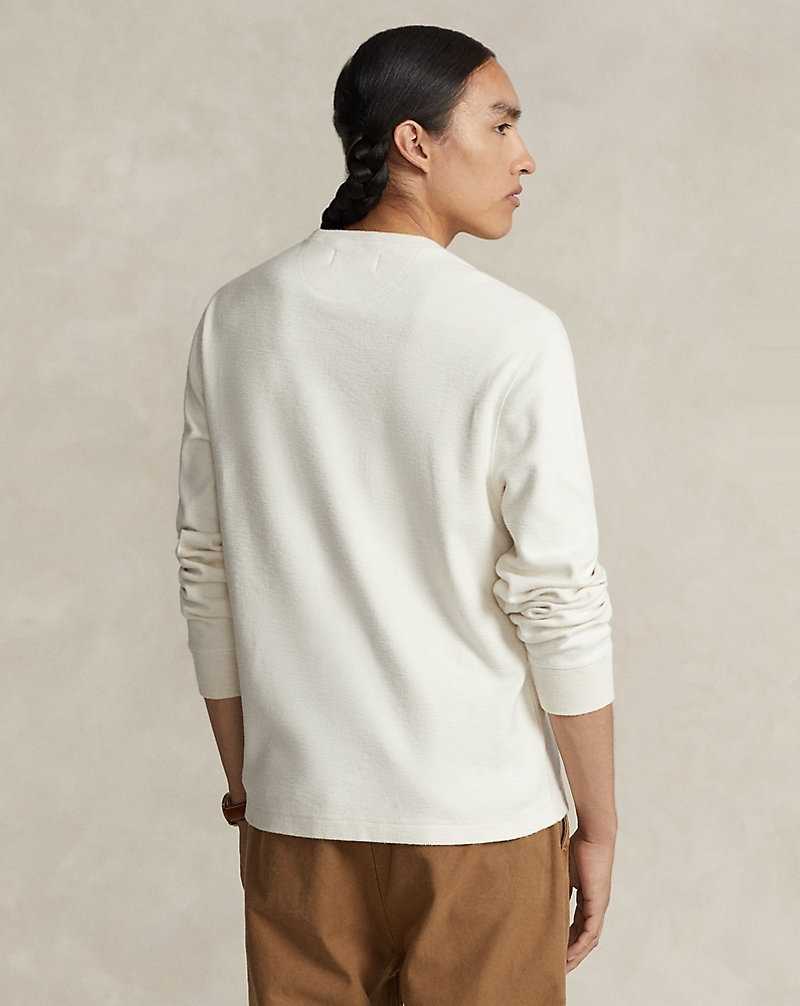 Camiseta Ralph Lauren Moleskin Henley Hombre Creme | PMKYVJO-17 - vista 4