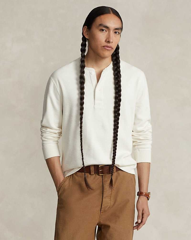 Camiseta Ralph Lauren Moleskin Henley Hombre Creme | PMKYVJO-17 - vista 1