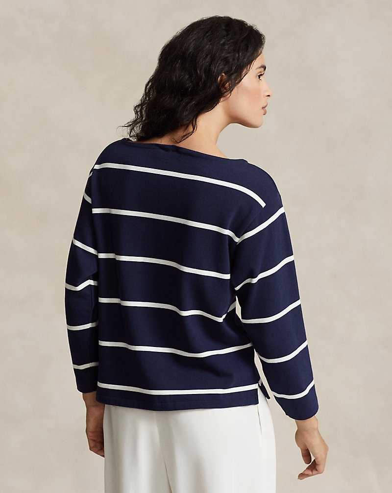 Camiseta Ralph Lauren Monogram Logo Striped Jersey Mujer Cruise Navy/Deckwash Whit | BZTAMKL-98 - vista 4