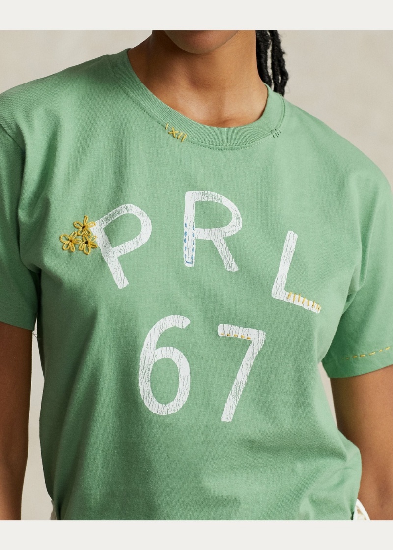 Camiseta PRL 67 Logo Jersey Crewneck Mujer Verdes | REUS50782 - vista 4