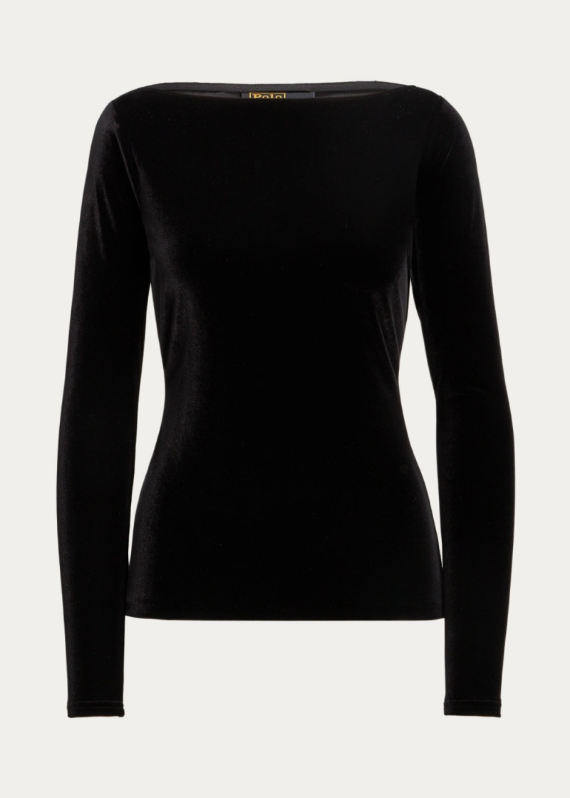 Camiseta PRL x Naiomi Glasses Velvet Boatneck Top Mujer Negros | PAHL17682 - vista 3
