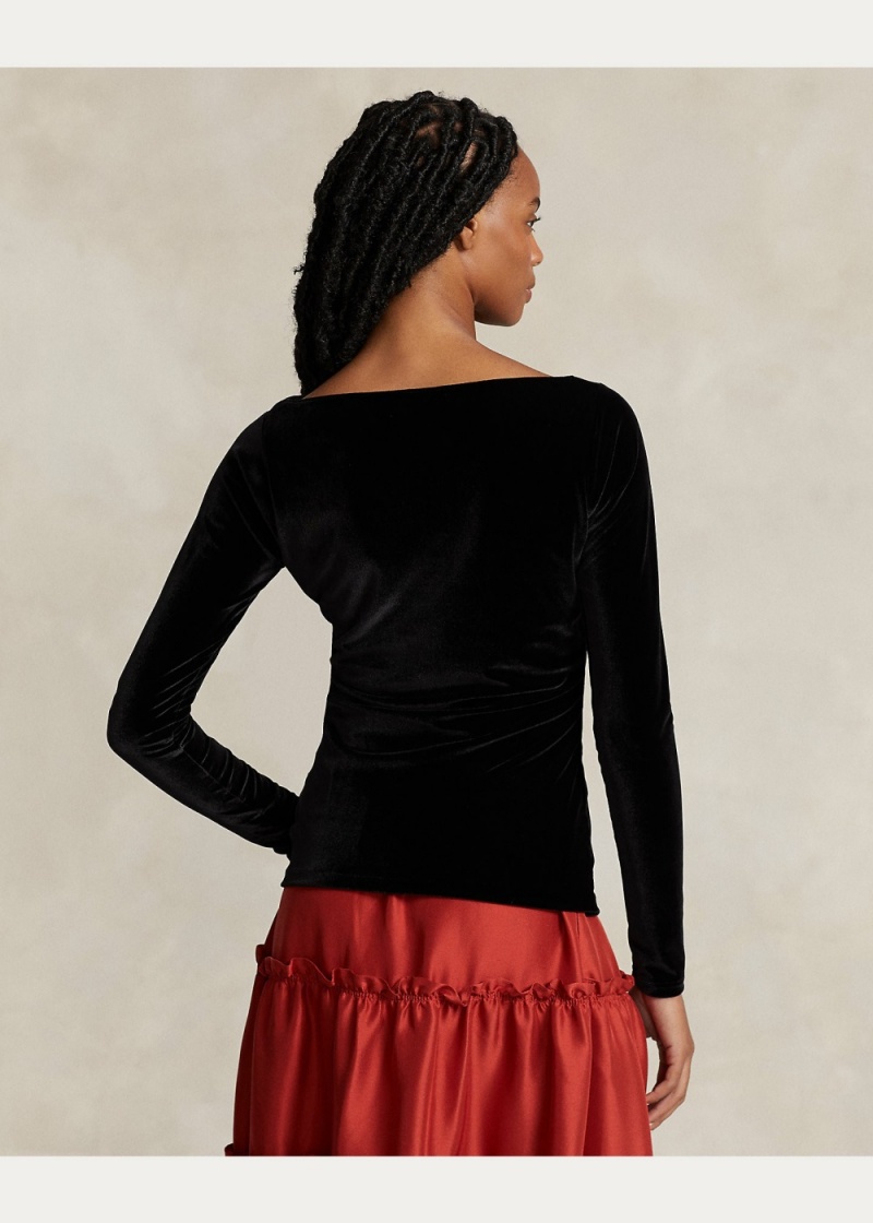 Camiseta PRL x Naiomi Glasses Velvet Boatneck Top Mujer Negros | PAHL17682 - vista 5
