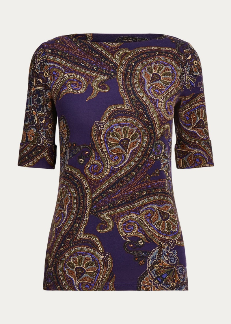 Camiseta Paisley Stretch Algodon Boatneck Mujer Multicolor | BITR97258 - vista 2