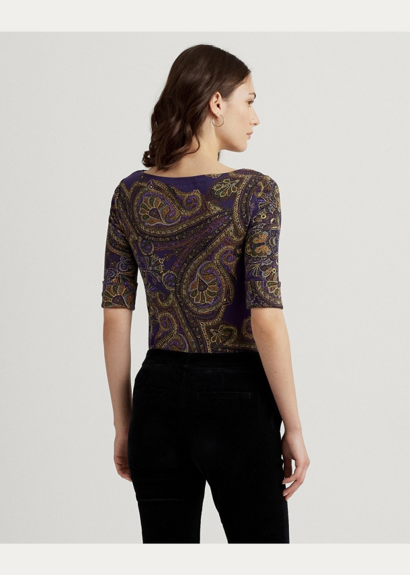 Camiseta Paisley Stretch Algodon Boatneck Mujer Multicolor | BITR97258 - vista 4