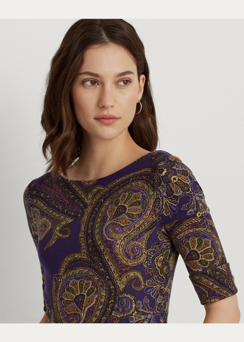 Camiseta Paisley Stretch Algodon Boatneck Mujer Multicolor | BITR97258 - vista 5