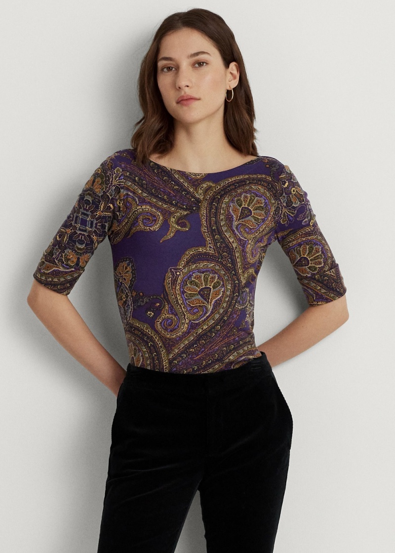 Camiseta Paisley Stretch Algodon Boatneck Mujer Multicolor | BITR97258 - vista 1