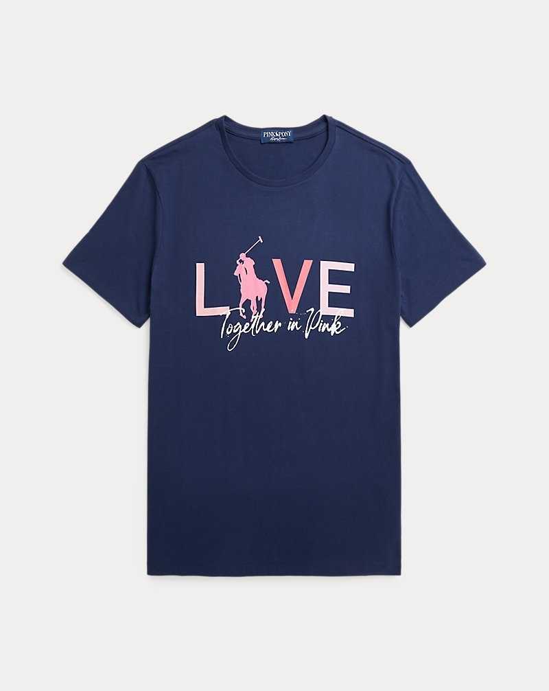 Camiseta Ralph Lauren Pink Pony Custom Slim Jersey Hombre Azul Marino | QRNBLCM-37 - vista 2