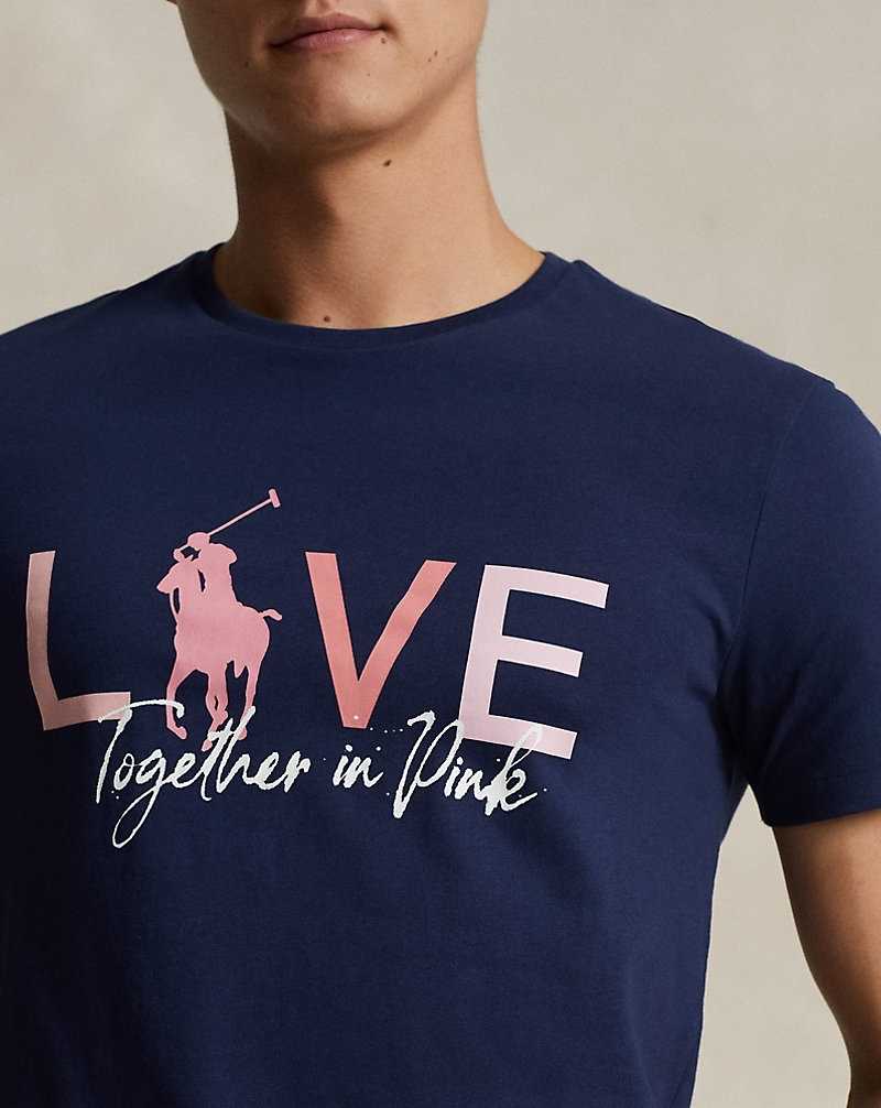 Camiseta Ralph Lauren Pink Pony Custom Slim Jersey Hombre Azul Marino | QRNBLCM-37 - vista 5