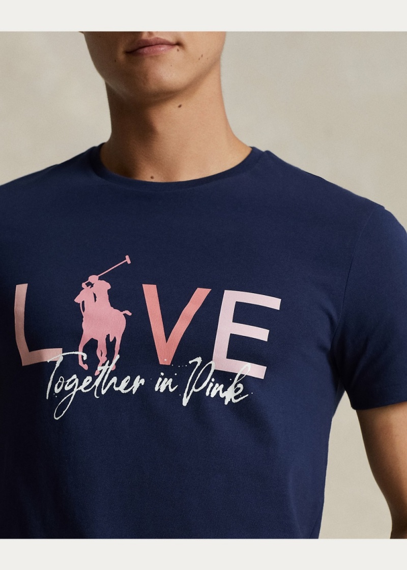 Camiseta Pink Pony Custom Slim Jersey Hombre Azul Marino | XURN73196 - vista 5