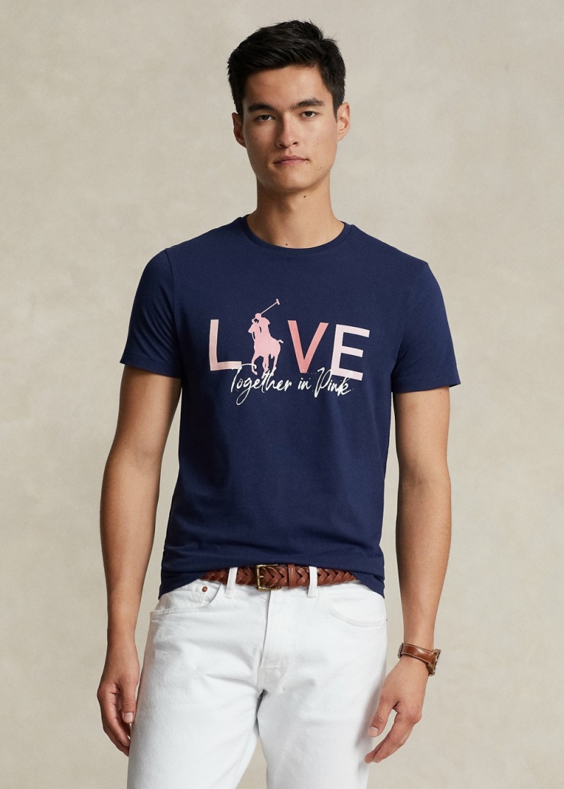 Camiseta Pink Pony Custom Slim Jersey Hombre Azul Marino | XURN73196 - vista 1