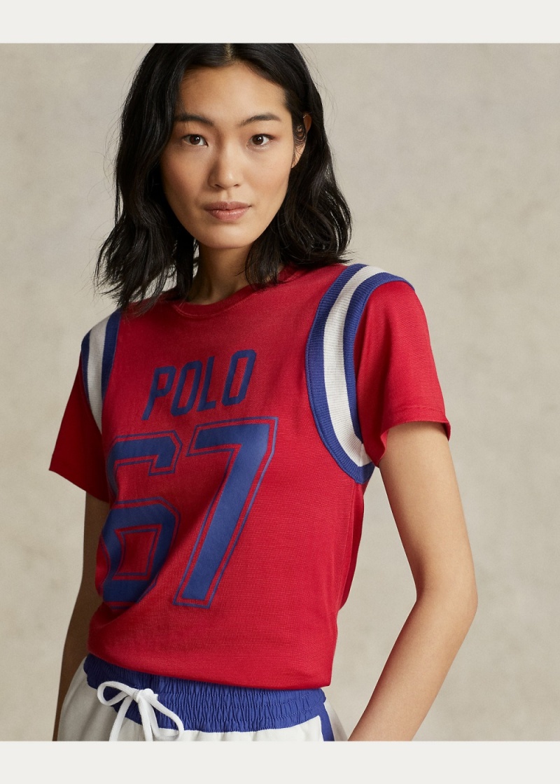 Camiseta Polo Ball Estampados Jersey Mujer Rojos | ZMRX41582 - vista 4