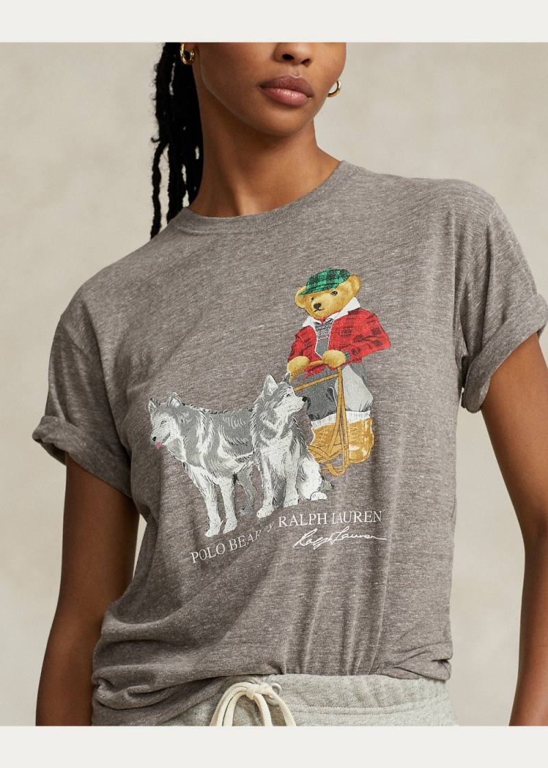 Camiseta Polo Bear Jersey Mujer Grises | RPDV60172 - vista 5