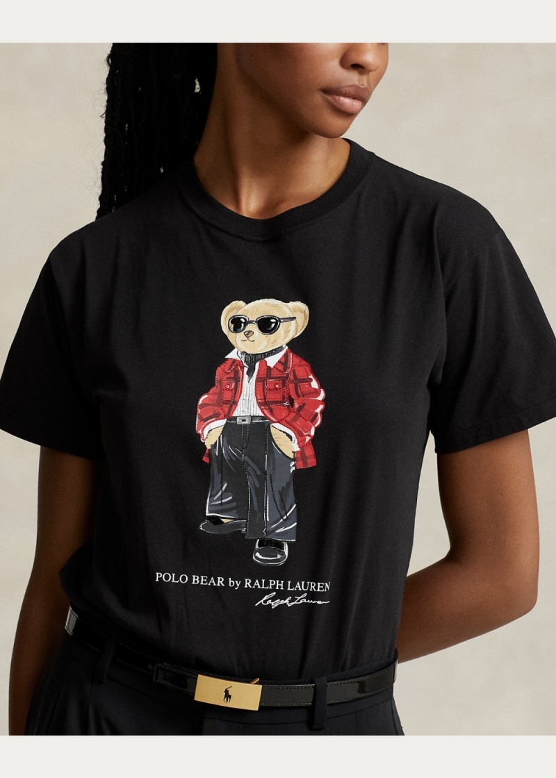 Camiseta Polo Bear Jersey Mujer Negros | NFCR79062 - vista 4