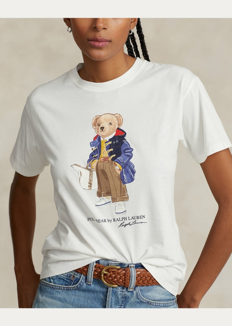Camiseta Polo Bear Jersey Mujer Blancos | FZNS18240 - vista 5