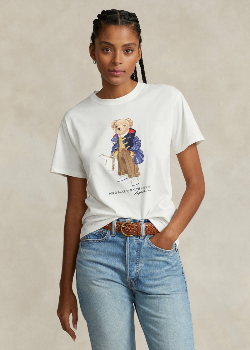 Camiseta Polo Bear Jersey Mujer Blancos | FZNS18240 - vista 1
