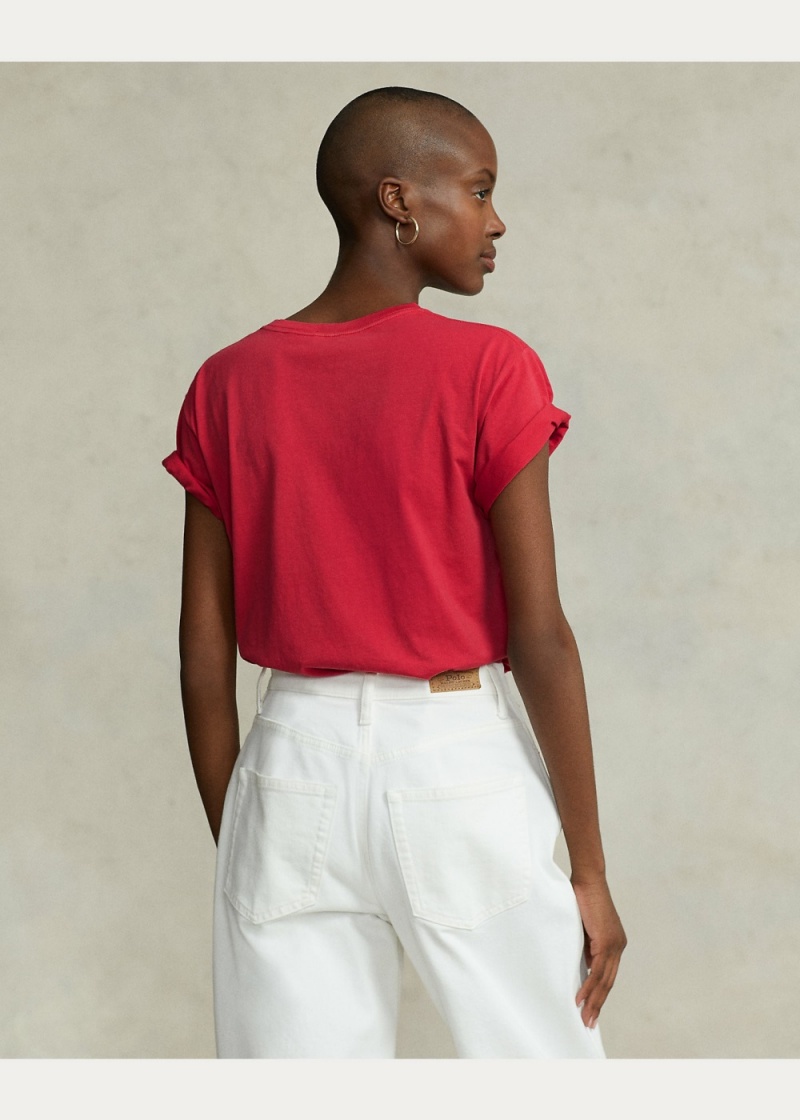 Camiseta Polo Bear Jersey Mujer Rojos | THVG26807 - vista 3