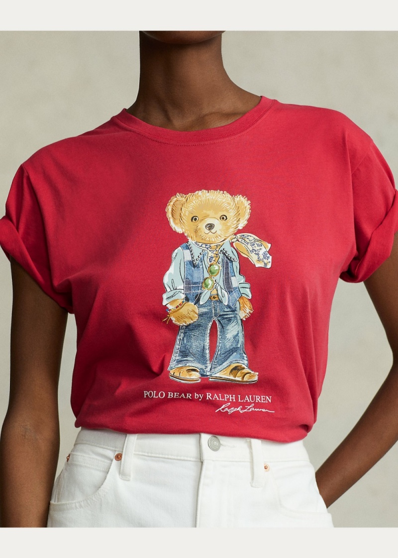 Camiseta Polo Bear Jersey Mujer Rojos | THVG26807 - vista 4