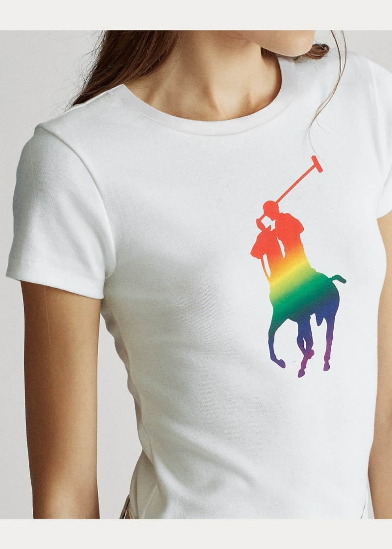 Camiseta Pride Big Pony Algodon Mujer Blancos | FEAN83407 - vista 3