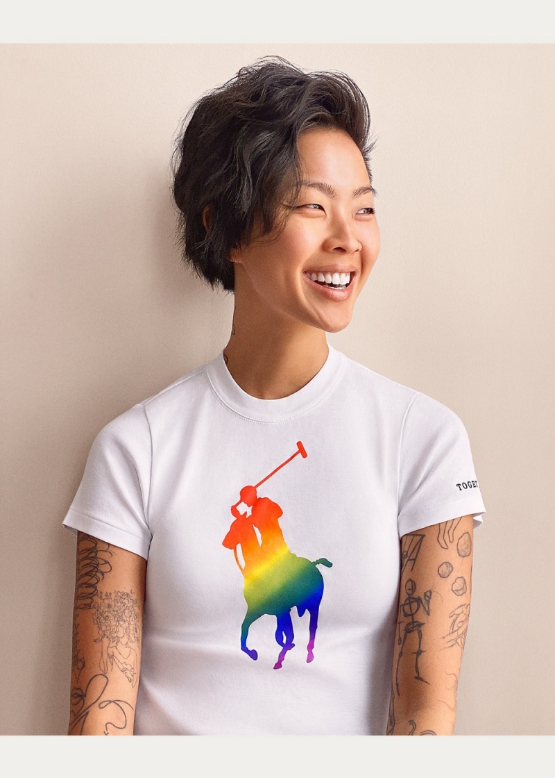 Camiseta Pride Big Pony Algodon Mujer Blancos | FEAN83407 - vista 4