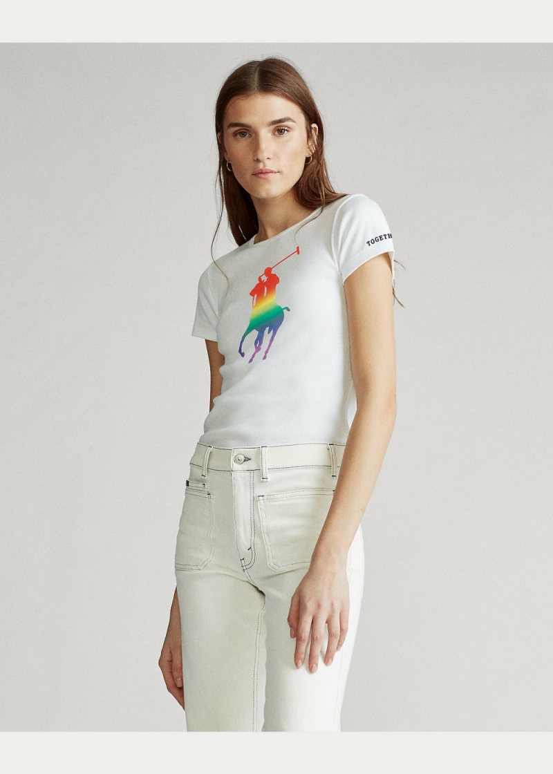 Camiseta Pride Big Pony Algodon Mujer Blancos | FEAN83407 - vista 5